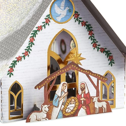 3D Pop-Up Christmas Village Church Tabletop Decor & Keepsake Card