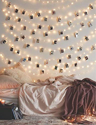 LECLSTAR Photo Clip String Lights 17Ft 50 LED Battery Operated Fairy Lights