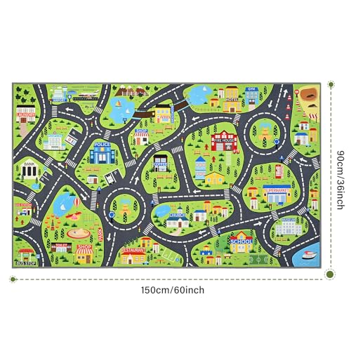 City Road Kids Play Rug 3x5 - Educational Non-Slip Toy Car Play Mat