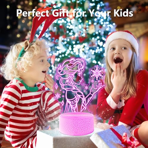 Elsa 16-Color 3D Princess Night Light with Remote - Kids Bedroom Decor