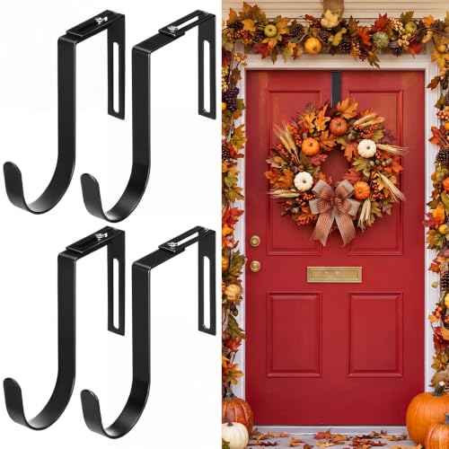 Adjustable Over the Door Wreath Hanger 4-Pack - Fits 1.5-3.78 Inch Doors
