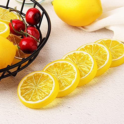 20pcs Artificial Lemon Slices - Decorative Plastic Fruit for Home & Events