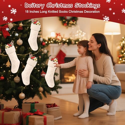18-Inch Cable Knit Christmas Stockings - Classic Holiday Decor for Mantel