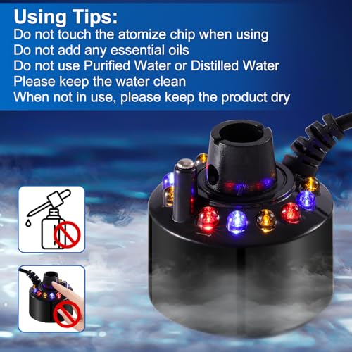 LED Mist Maker Fogger with Splash Guard for Pond, Fountain, and Halloween Decor