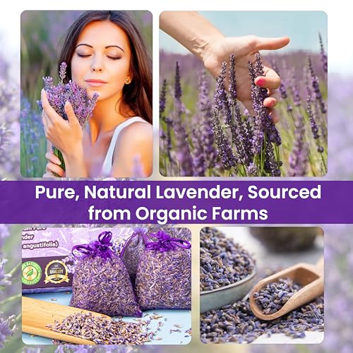 14 Pack Organic Lavender Sachet Bags for Closets, Drawers and Storage
