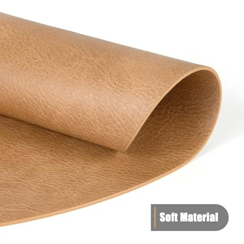 Round Faux Leather Placemats 15-Inch, Waterproof Heat-Resistant Set of 8