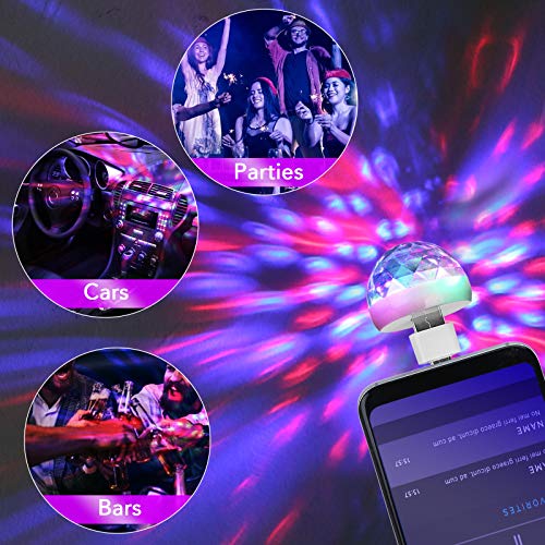 Lmaytech 2 Pack USB Mini Disco Ball Party Lights Sound Activated DJ Stage Strobe Lights