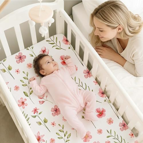 CIVARUA KIDS 3-Pack Bedside Bassinet Sheets 33" x 20" - Pink Floral
