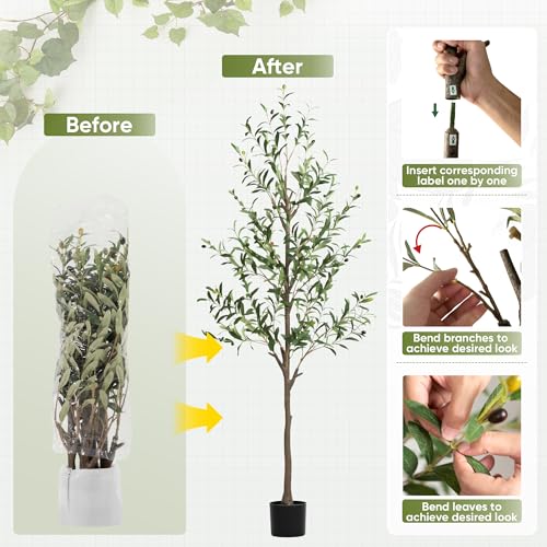 6 FT Artificial Olive Tree with Planter - Faux Indoor Plant