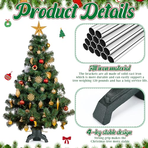Huwena Cast Iron Christmas Tree Stand for Live & Artificial Trees, Supports 8ft, 120lb Capacity