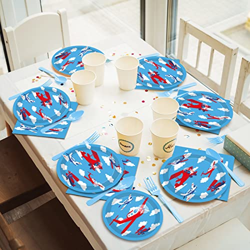 96-Piece Airplane Party Tableware Set for 24 Guests - Birthday Supplies
