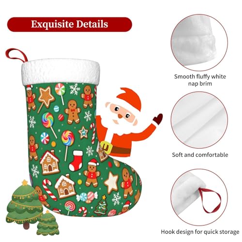 Christmas Stockings with Gingerbread Man Candy Snowflake Design - Holiday Decor
