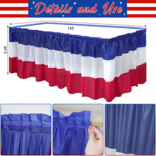 3 Pack Patriotic Plastic Table Skirts, Red White and Blue Party Decor