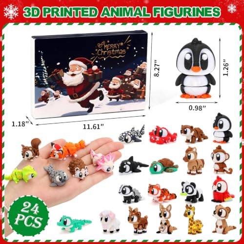Qivoranza 24-Piece Animal Blind Box Advent Calendar with Articulated 3D Figures - Christmas Holiday Gift