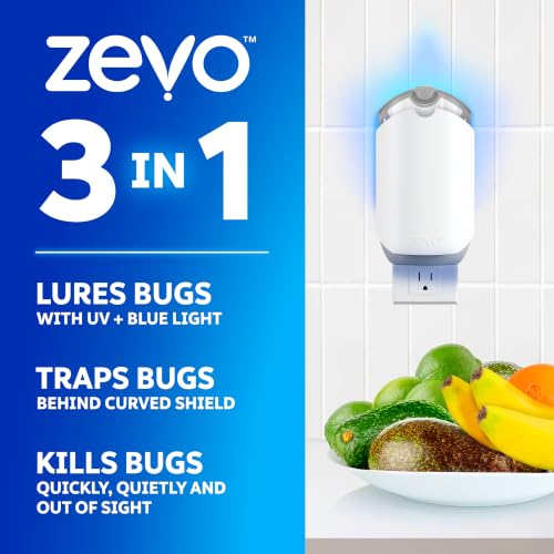 Zevo Flying Insect Trap for Fruit Flies & Gnats, 2 Plug-in Bases,