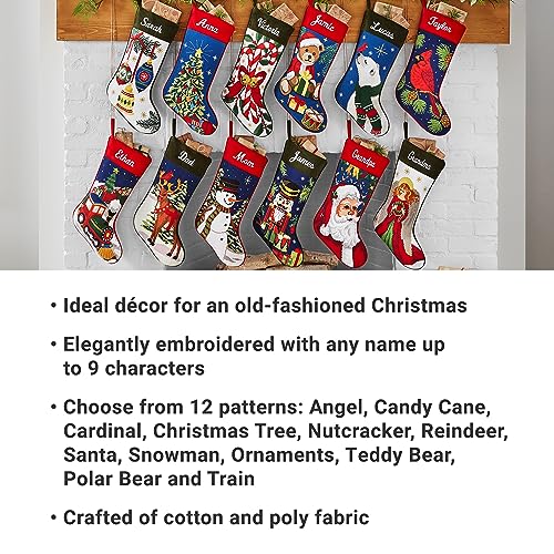 Personalized Needlepoint Christmas Stocking - Custom Embroidered Name (8"x17")