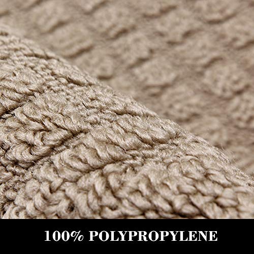 27x18 Half Round Kitchen Rug, Non-Slip Washable Floor Mat - Beige