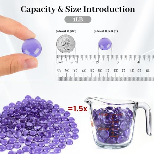 Purple Flat Glass Marbles 1 lb - Translucent Vase Fillers & Aquarium Gems