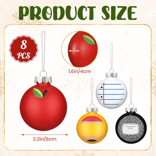 Syhood Teacher Appreciation Christmas Ornaments - 8 Classroom Decorations