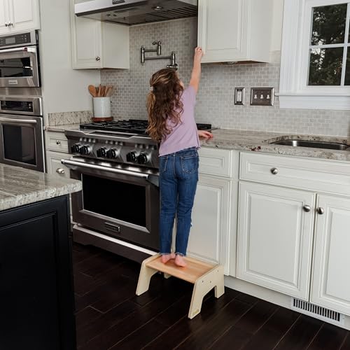 Wooden Toddler Step Stool for Bathroom and Kitchen, 400 lbs Capacity