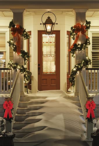 Hying Velvet Christmas Bow Set - Red Wreath & Tree Topper Decorations