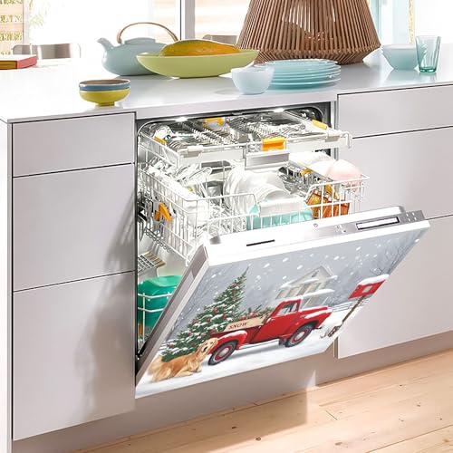Christmas Truck Wamika Dishwasher Magnetic Cover - 23x26 in Fridge/Dishwasher Decor (Snow Scene)