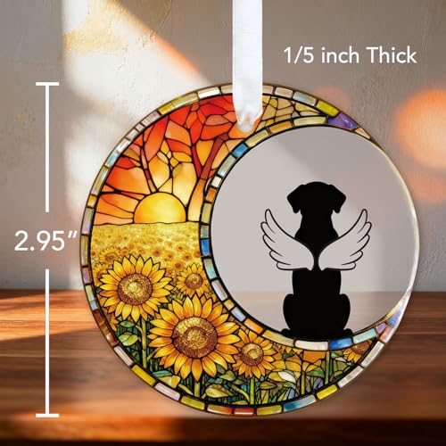 Personalized Dog Memorial Ornament Sunflower - Glass Keepsake with Gift Box
