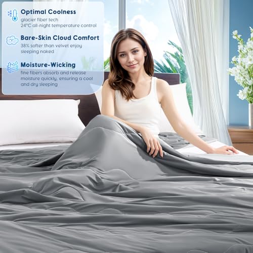 Cooling Blanket for Hot Sleepers - Breathable All-Season Comforter, Queen Size (90x90 inches)