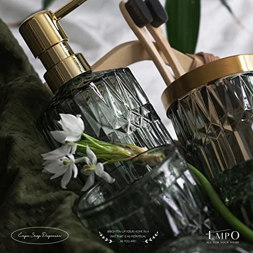 6-Piece Sage Green Glass Bathroom Accessory Set - Vintage Crystal Design