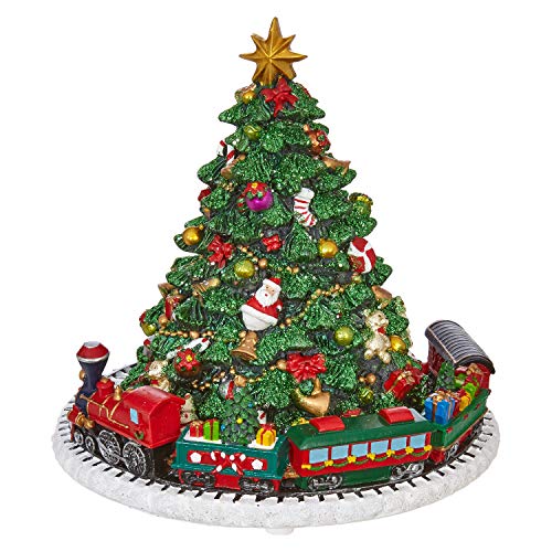 Raz Imports Animated Green Christmas Tree with Train – 6.25 inch