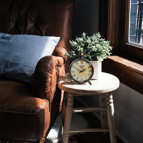Vintage Metal Mantel Clock - Silent Battery-Operated Desk Clock (Brass)