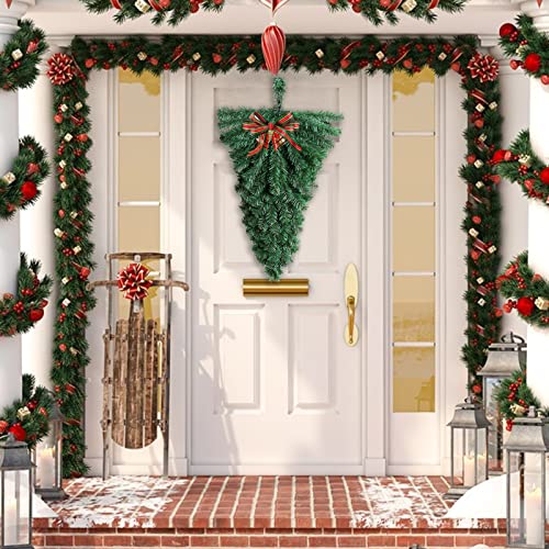 18-inch Artificial Christmas Teardrop Swag, Faux Pine Needle Door Decor