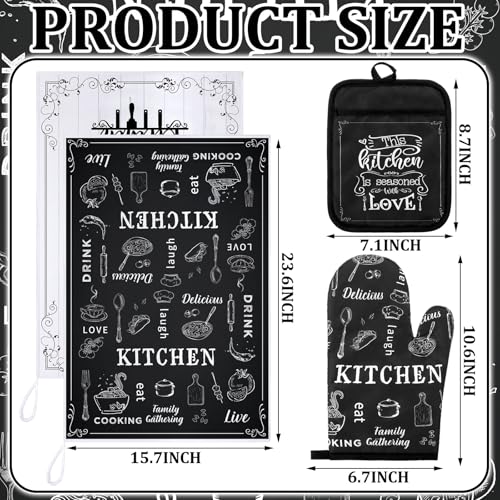 6-Piece Farmhouse Kitchen Set: Buffalo Plaid Oven Mitts, Pot Holders, Towels