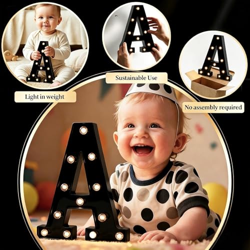 Black LED Marquee Letter Light - Battery Operated Alphabet Sign