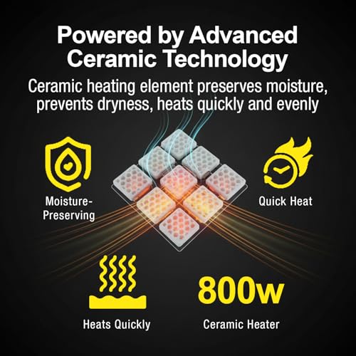 Portable Plug-In Ceramic Space Heater with Adjustable Thermostat and Timer