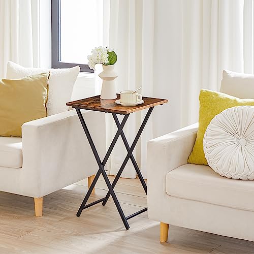 Folding TV Tray Table, Industrial Snack Side Table for Small Spaces