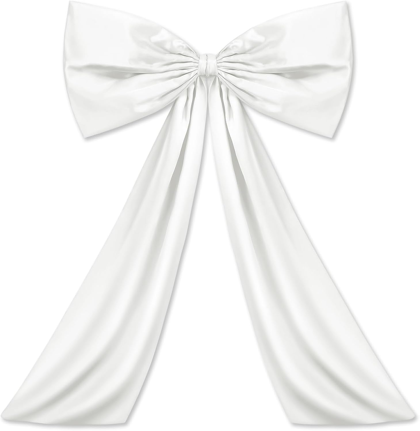 Wavwavw Large White Satin Bow Decor - Giant Birthday & Wedding Decoration | 24 x 36 Inches