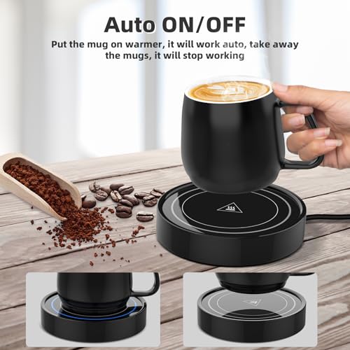Dimux Blue Light Coffee Warmer with Mug Set - Electric Desk Beverage Warmer, Auto Shut Off, 12oz