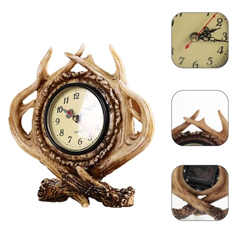 Deer Antler Desk Clock - Silent Resin Table Clock for Home Decor