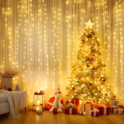Minetom 300 LED USB Curtain Lights Dimmable Fairy Twinkle Lights with Remote