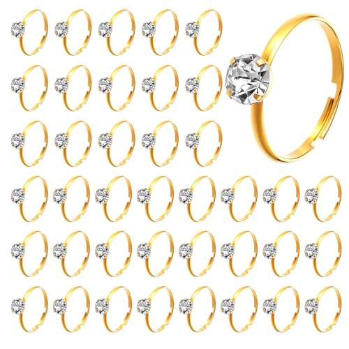 72 Pcs Silver Diamond Ring Party Favors for Bridal Shower Decorations