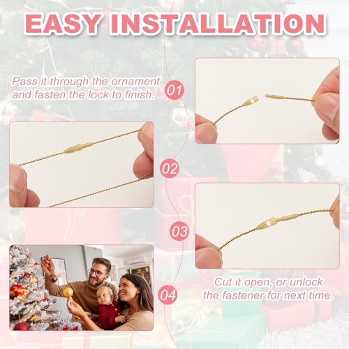 PATIKIL 200Pcs Christmas Ornament Hooks with Snap Lock - Dark Yellow