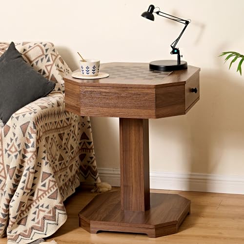 24-Inch Square Chess and Checkers Game Table with 2 Storage Drawers