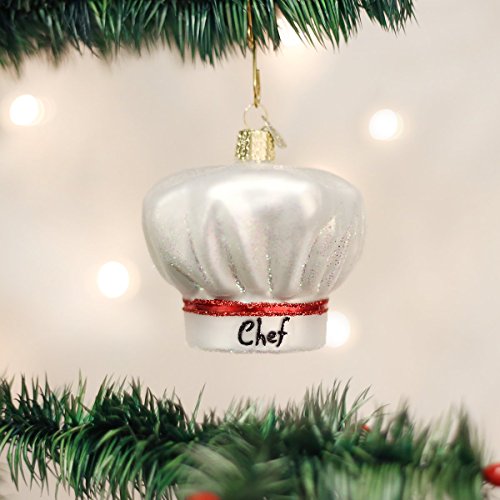 Old World Christmas Chef's Hat Glass Blown Ornament for Christmas Tree, Handcrafted Holiday Decoration, Kitchen - Chef Collection