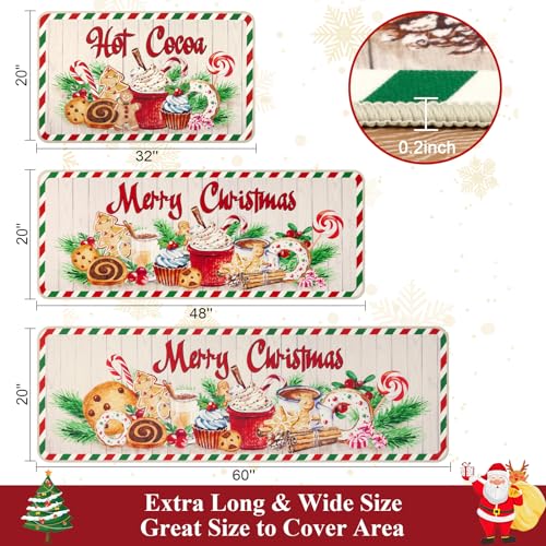 Topotdor Winter Gingerbread Kitchen Mat Set of 3 — 20x32/20x47/20x59 inches