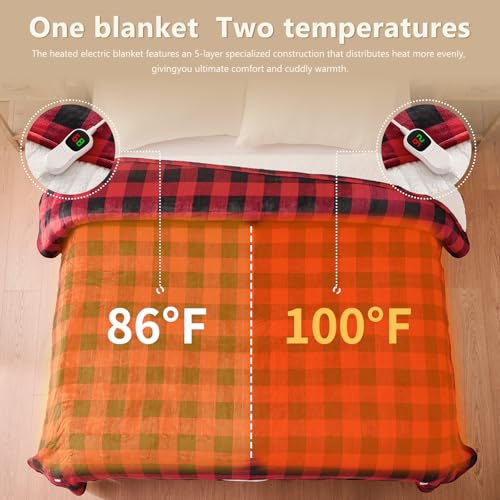 Electric Heated Blanket Twin Size, 62x84 Ultra Soft Flannel Throw