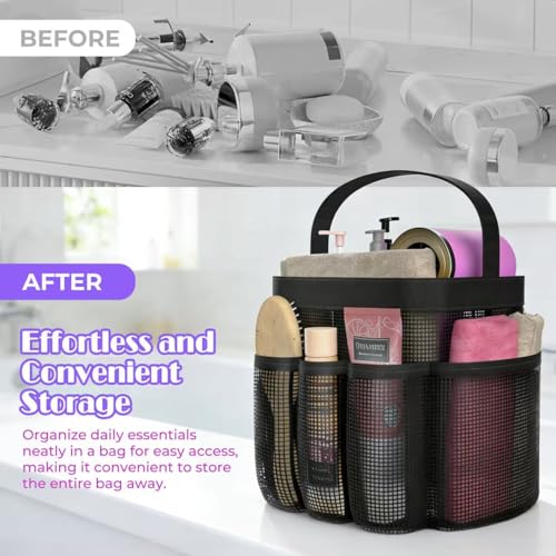 Portable Mesh Shower Caddy with 8 Pockets – Quick Dry Storage Bag