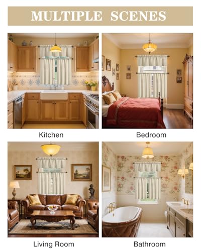 Blackout Window Curtain Tiers - 27" W x 36" L, Beige, 2 Panels