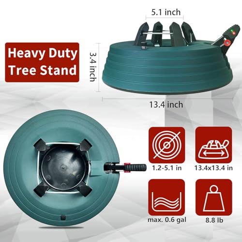 Real Christmas Tree Stand with Water Reservoir & Foot Pedal Setup for 6ft Trees