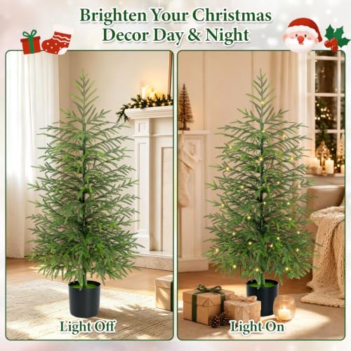 4 Ft Real Touch Norfolk Pine Christmas Tree with Lights - Yastouay, Tabletop